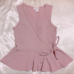 Pink Sleeveless Wrap Top